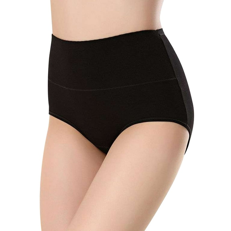 GeweYeeli Women Underwear High Waist Cotton Panties Girl Ladies Pregnant  Elastic Solid Color Briefs, Black, 3XL