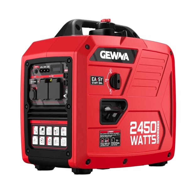 Gewna 2450W Portable Inverter Generator - Gas Powered,Ultra Quiet for RV, Camping, Home Backup,1.6 Gallon Large Fuel Tank Red