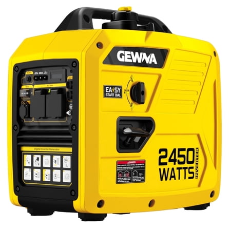 Gewna 2450W Portable Inverter Generator - Gas Powered,Ultra Quiet for RV, Camping, Home Backup,1.6 Gallon Large Fuel Tank Yellow