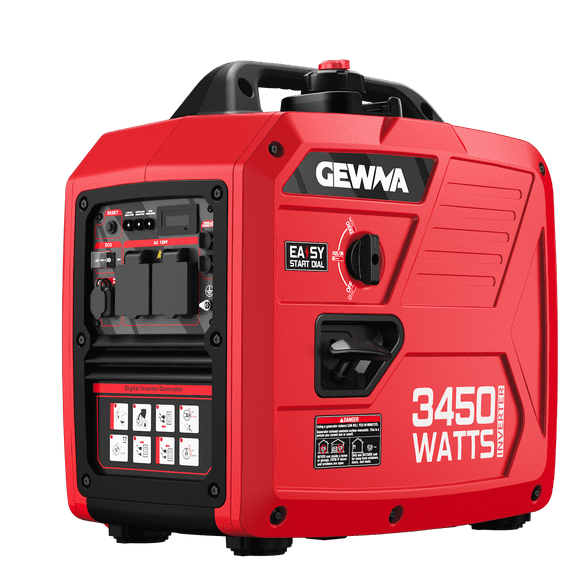 Gewna 3450-Watt Portable Inverter Generator (Gas Powered) ,Super Quiet, Lightweight Design for Home Backup & RV , Long Run Time,Red