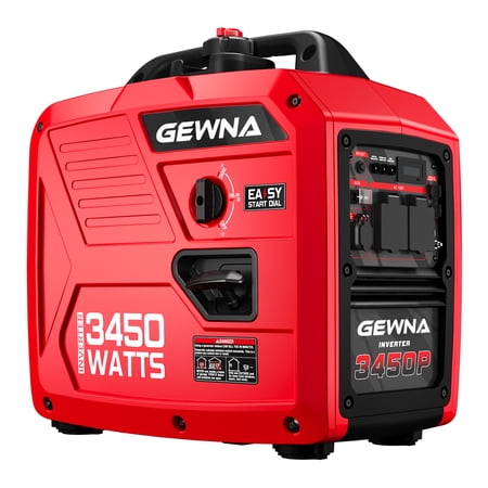 Gewna 3450-Watt Portable Inverter Generator (Gas Powered) ,Super Quiet, Lightweight Design for Home Backup & RV , Long Run Time,Red