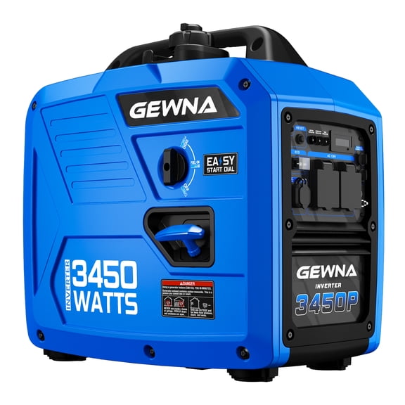 Gewna 3450-Watt Portable Inverter Generator (Gas Powered) ,Super Quiet, Lightweight Design for Home Backup & RV , Long Run Time,Blue
