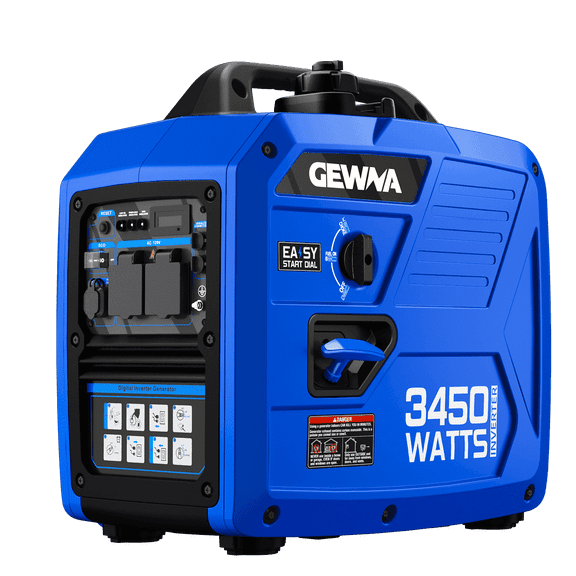 Gewna 3450-Watt Portable Inverter Generator (Gas Powered) ,Super Quiet, Lightweight Design for Home Backup & RV , Long Run Time,Blue