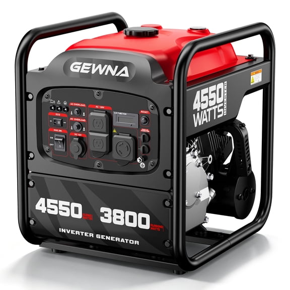 Gewna 4550W Portable Inverter Generator,Gas Powered Generator for Home Backup,Emergency,Camping,EPA Compliant,Red