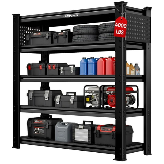 Gewna 5-Tier Heavy Duty Storage Shelves, 72"x48"x24" Garage Shelving Unit with 4000LBS Capacity, Adjustable Steel Iron Plate for Warehouse,Garage