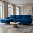 thumbnail image 1 of Gewnee 102.4'' Modern Convertible L-Shaped Sofa, 3-Seater with Movable Ottoman for Living Room & Apartments( Navy Blue), 1 of 13