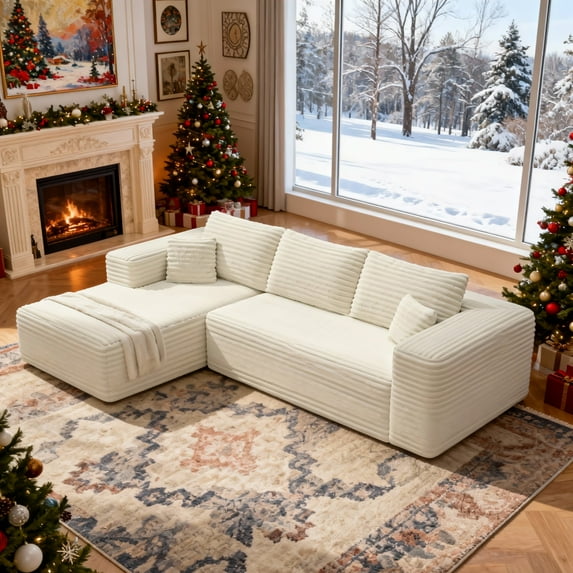 Gewnee 106" High Backrest Sectional Sofa&Couch,L-Shape Sectional Sofa Convertible Left or Right Chaise,Deep Seat Modern Modular Sofa ,Suitable for Living Rooms and Bedrooms.Beige