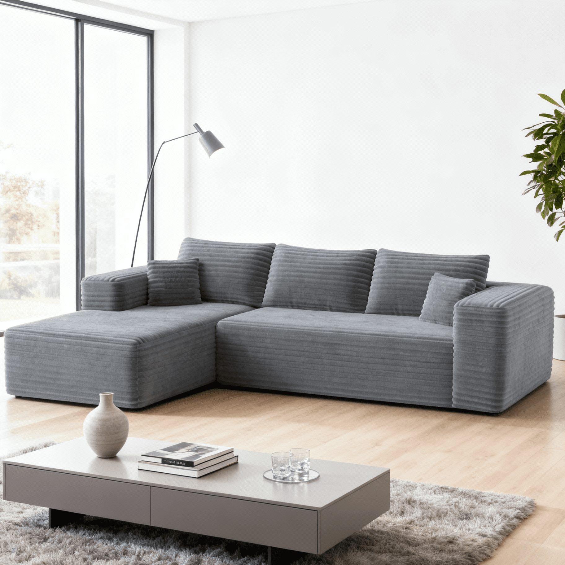 Gewnee 106" High Backrest Sectional Sofa&Couch,L-Shape Sectional Sofa Convertible Left or Right Chaise,Deep Seat Modern Modular Sofa ,Suitable for Living Rooms and Bedrooms.Gray