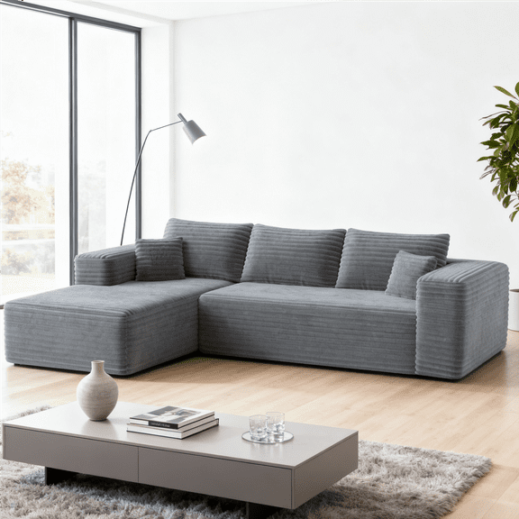 Gewnee 106" High Backrest Sectional Sofa&Couch,L-Shape Sectional Sofa Convertible Left or Right Chaise,Deep Seat Modern Modular Sofa ,Suitable for Living Rooms and Bedrooms.Gray