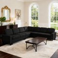 thumbnail image 1 of Gewnee 108" High Backrest Sectional Sofa&Couch,L-Shape Sectional Sofa Convertible Left or Right Chaise,Linen Blend，Ding Head Design,6-Seater Seating and Suitable for Living Room.(Black), 1 of 14