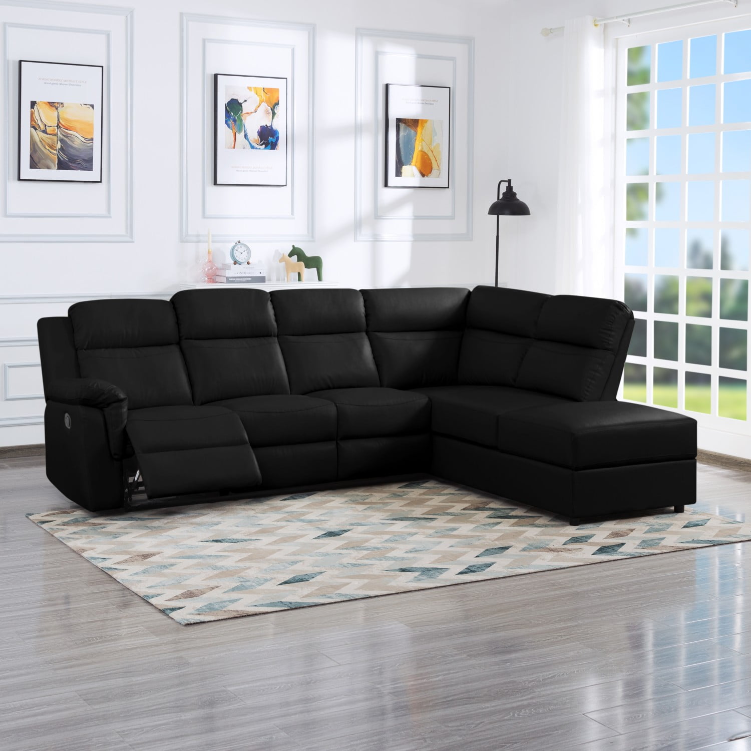 Gewnee 110.2” Manual Reclining Sectional Sofa Reclining Sofa Modern Contemporary Style and Functionality for Living Room, Office