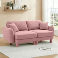thumbnail image 1 of Gewnee Pink 2-Seater Boucle Loveseat with Shell Armrests & Fabric-Wrapped Cylindrical Legs - Ideal for Bedroom Reading Nook, Home Office Lounge, 1 of 15