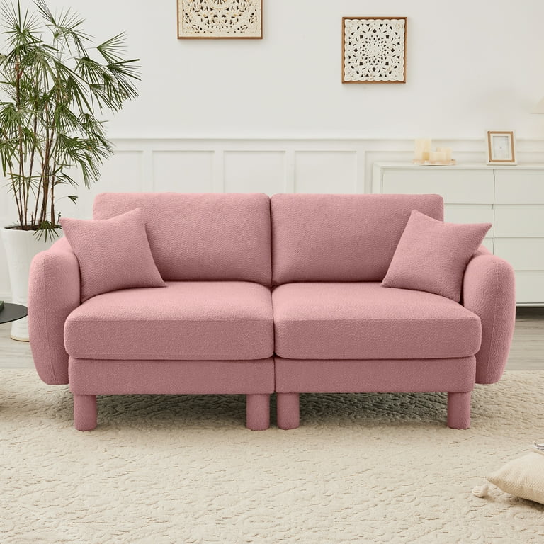 Gewnee 2-Seater Boucle Loveseat Sofa– Unique Shell Armrests