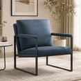 thumbnail image 1 of Gewnee 26.8" Accent Armchair, Linen Blend Metal Frame Chair with Square Arms for Living Room,Blue, 1 of 17