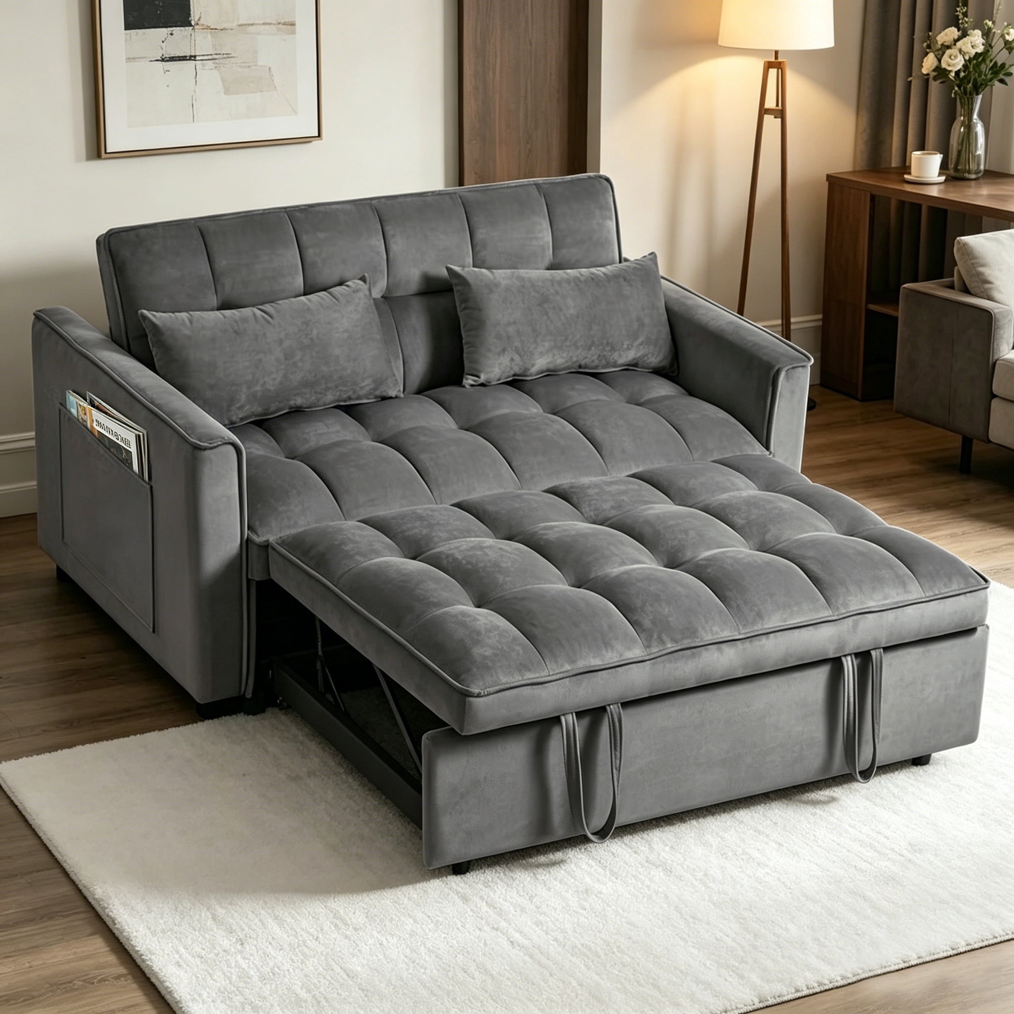 Gewnee 52.75 inch Convertible Sleeper Sofa Bed,Pull Out Loveseat