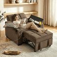thumbnail image 1 of Gewnee 3-in-1 Convertible Sleeper Chair with Adjustable Backrest,Pull-Out Single Sofa Bed with Swivel Side Table & USB Ports & Cup Holder,Perfect for Dorms,Offices.Coffee, 1 of 15