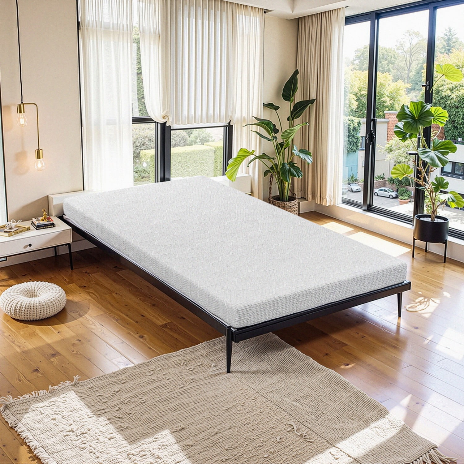 Gewnee 4 inch Twin Mattress, Medium Firm Mattress Fiberglass Free ...