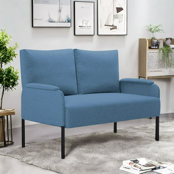Gewnee 45.7”Metal Frame Modern Loveseat Sofa Couch Linen Blend Small Sofa for for Small Space, Living Room, Bedroom