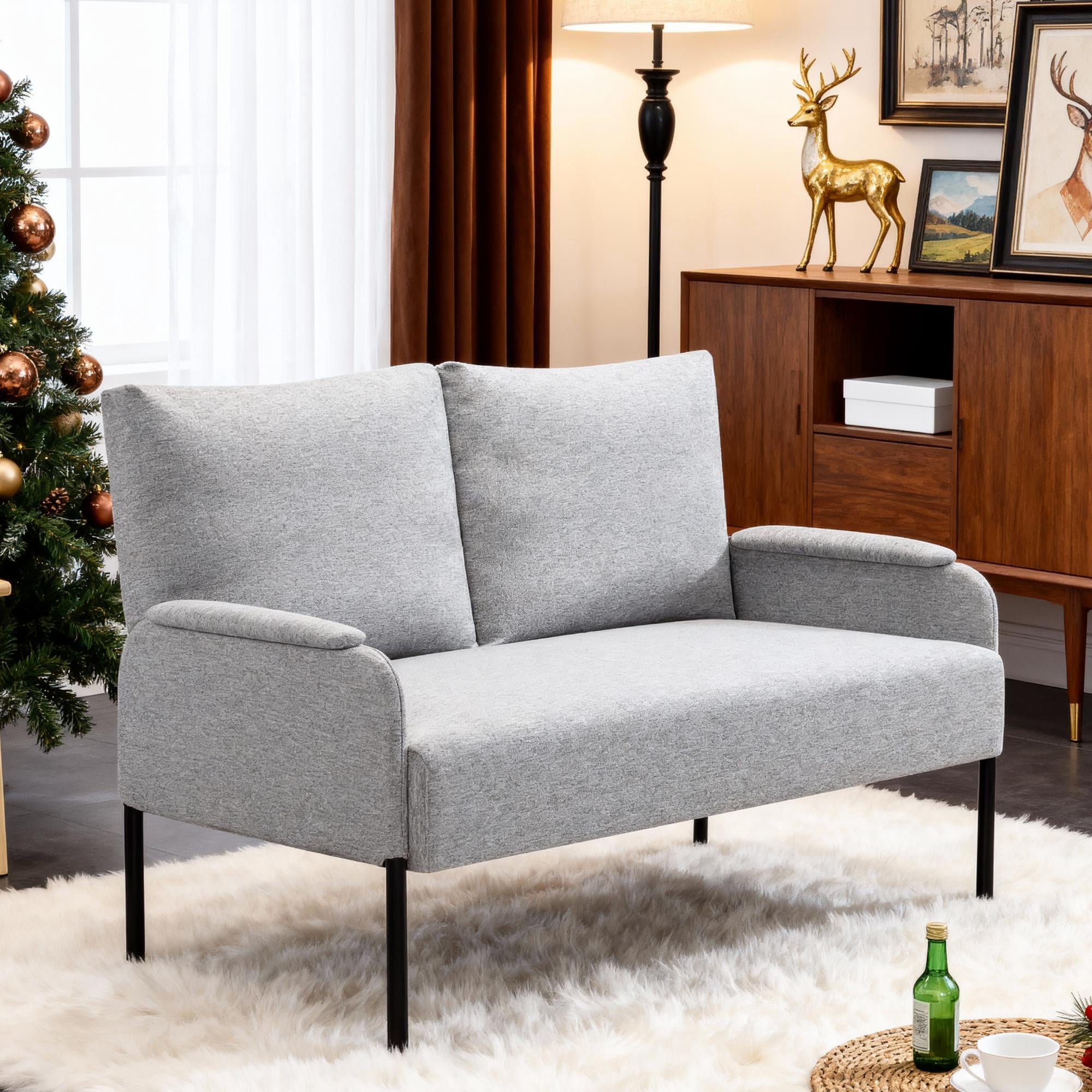 Gewnee 45.7”Modern Loveseat Couch,Metal Frame,Fabric Upholstered 2-seater Sofa for Apartment or Small Spaces(Light Gray)