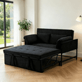 thumbnail image 1 of Gewnee 46" Convertible Sleeper Sofa Bed Velvet Futon Couch,Pull-Out Bed,Modern Loveseat for Living Room,Apartment,Small Space ( Black), 1 of 17