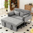 thumbnail image 1 of Gewnee 46" Convertible Sleeper Sofa Bed Velvet Futon Couch,Pull-Out Bed,Modern Loveseat for Living Room,Apartment,Small Space ( Light Gray ), 1 of 11