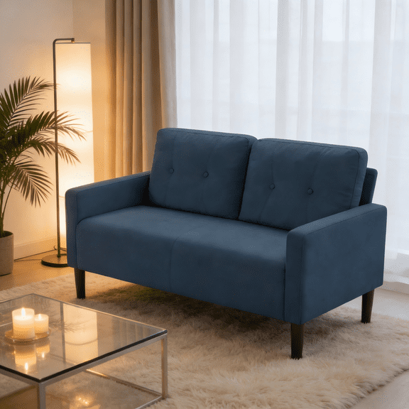 Gewnee 50.79”Loveseat Couch,Modern Small Sofa with Removable Back Cushions,2-Seater for Apartment,Cafe,Office.Navy Blue