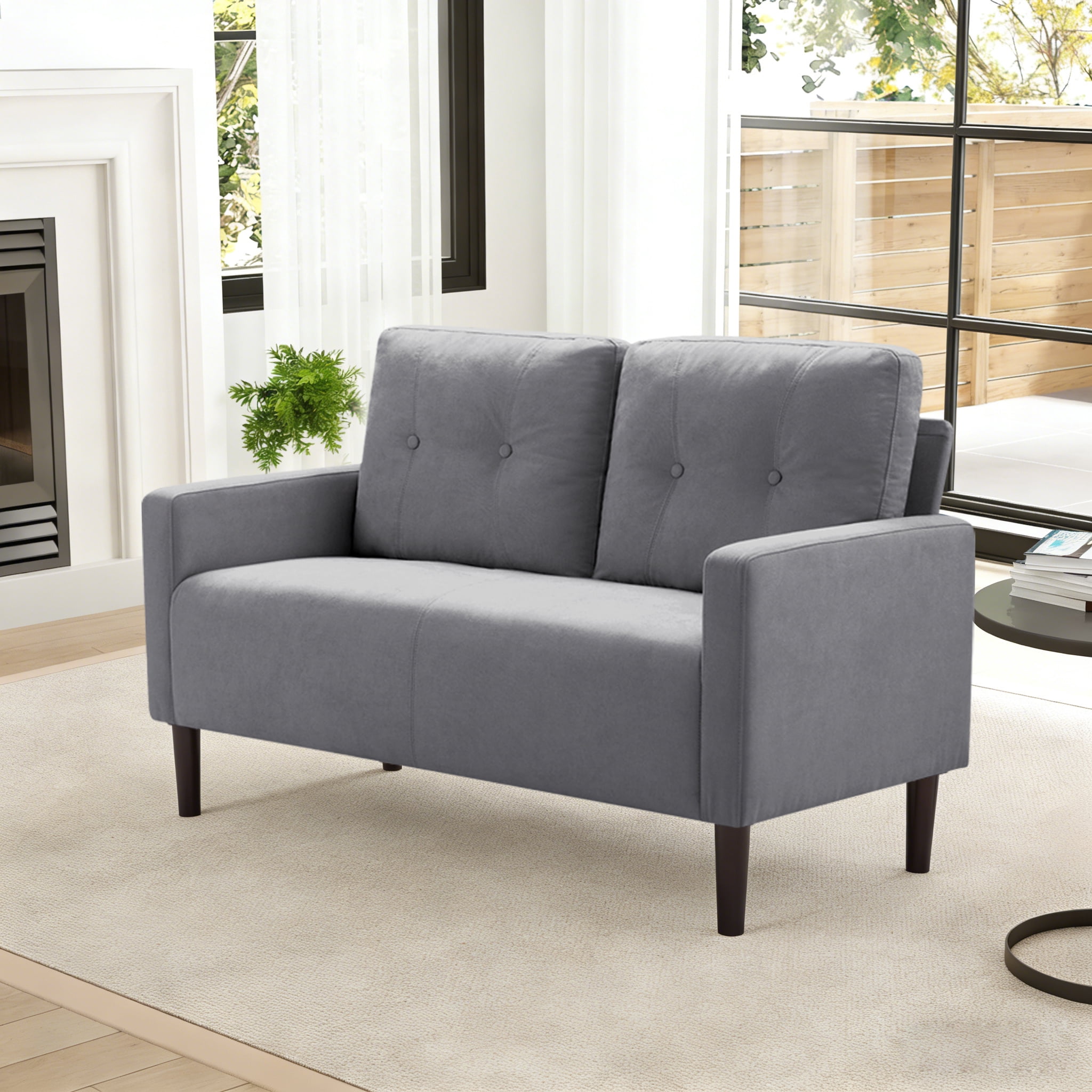 Gewnee Loveseat Couch 51.2 Inch, Modern Small Sofa for Living Room,Apartment, Office, Café – Solid Wood & Iron Frame,Removable Back Cushions,Tapered Wood Legs,6 Colors