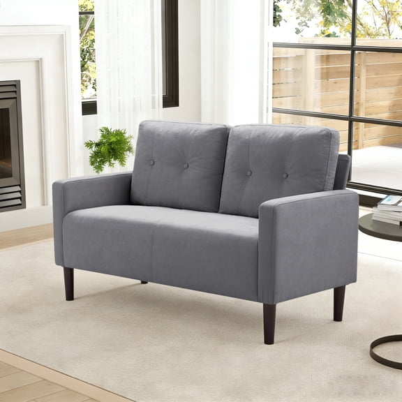 Gewnee Loveseat Couch 51.2 Inch, Modern Small Sofa for Living Room,Apartment, Office, Café – Solid Wood & Iron Frame,Removable Back Cushions,Tapered Wood Legs,6 Colors