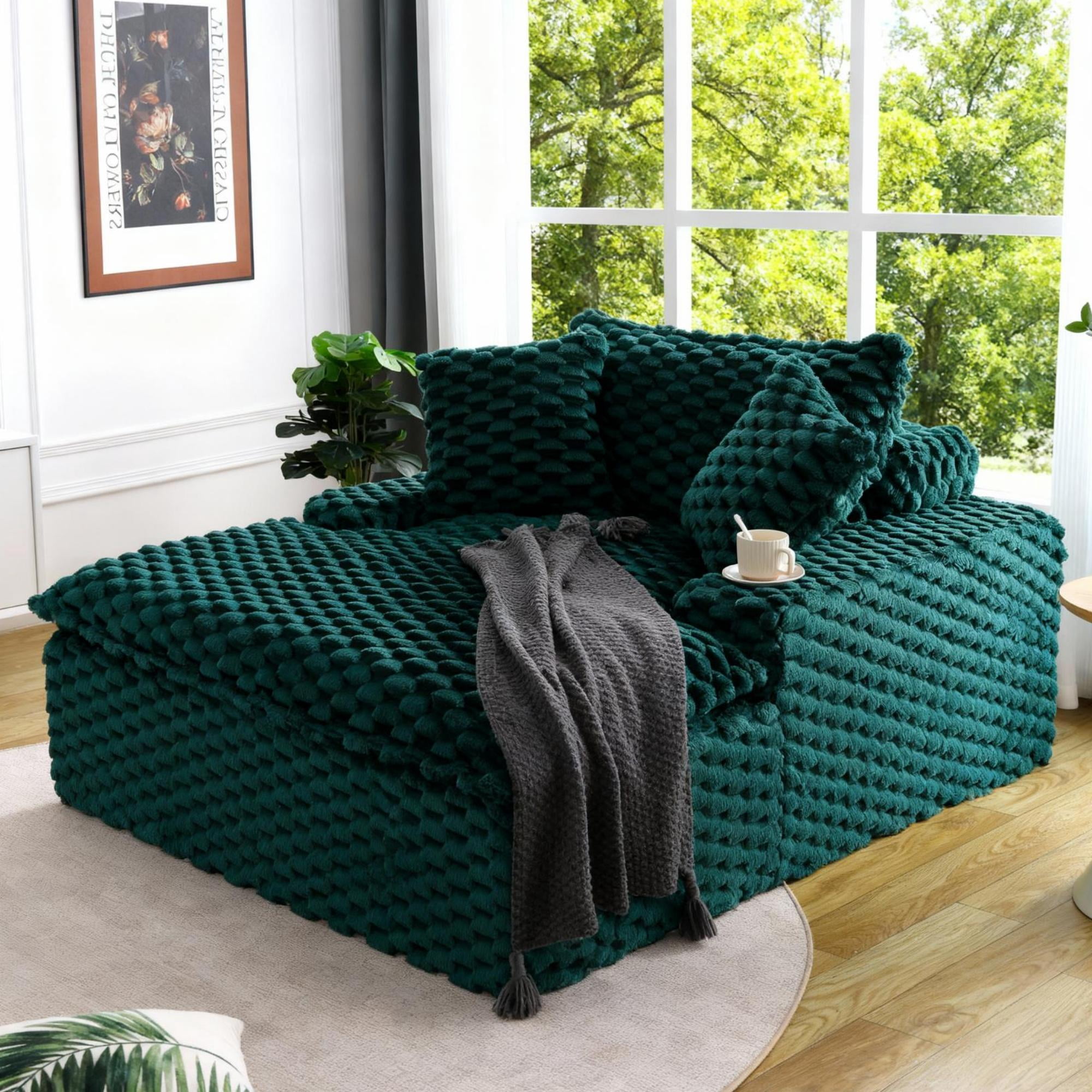 Gewnee 51 Inch Single Sofa,Extra-Wide Seats and Armrests,Two Pillows and One Backrest,Suitable for Bedrooms and Living Rooms.Green