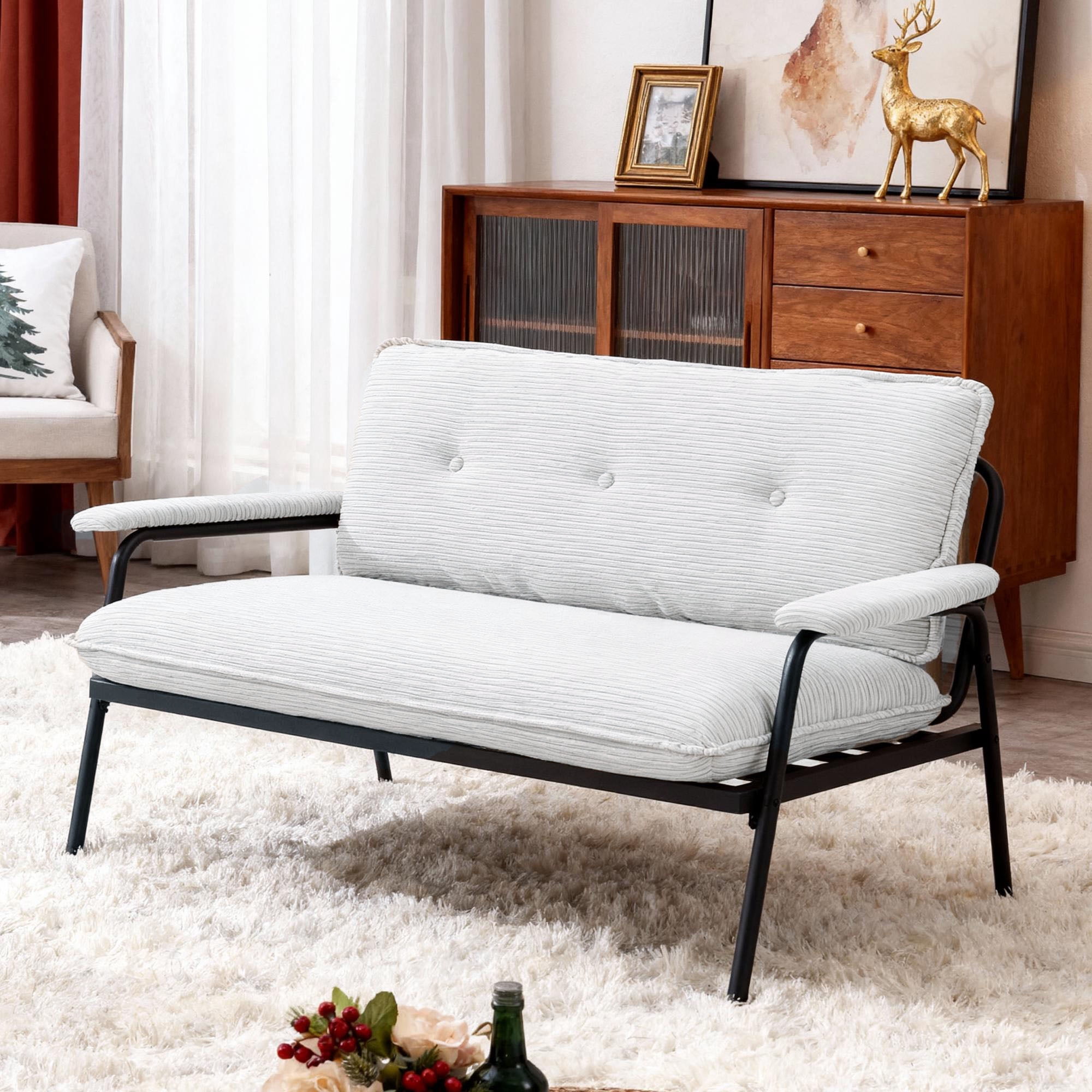 Gewnee 53'' Corduroy Loveseat Couch,Modern Soft Cushion Fabric Sofa with Metal Frame,2-Seater for Small Apartment.Beige
