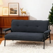 Gewnee 53'' Corduroy Loveseat Couch,Modern Soft Cushion Fabric Sofa with Metal Frame,2-Seater for Small Apartment.Black