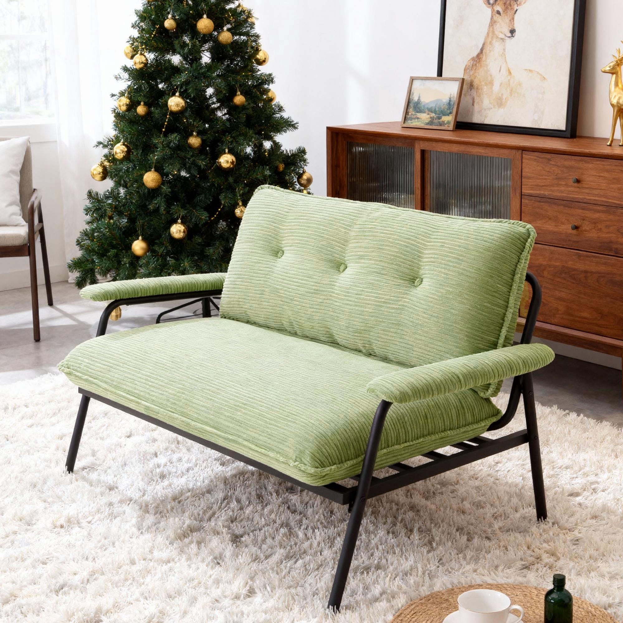 Gewnee 53'' Corduroy Loveseat Couch,Modern Soft Cushion Fabric Sofa with Metal Frame,2-Seater for Small Apartment.Green