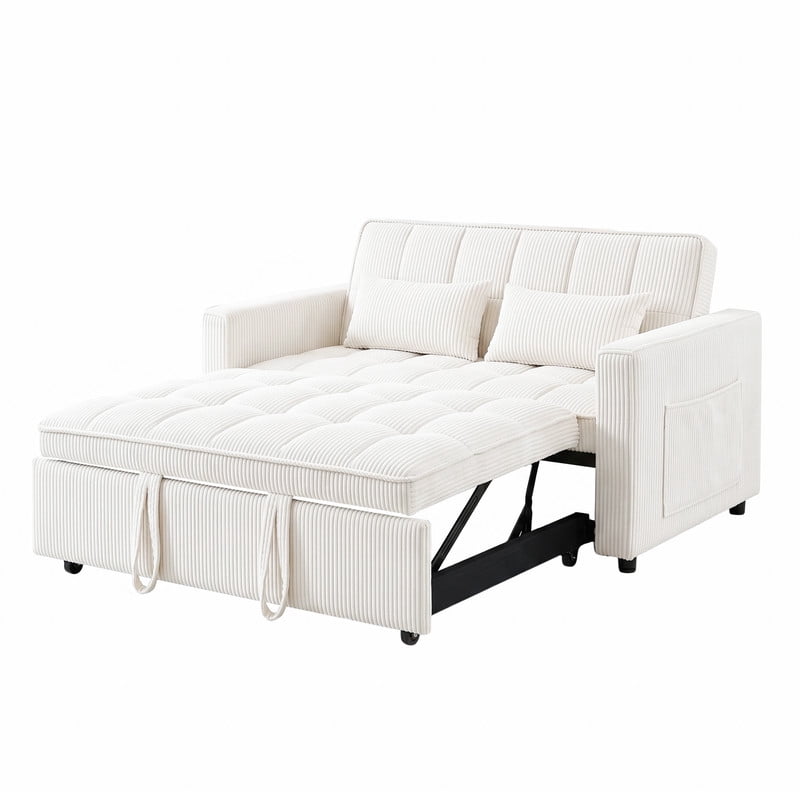 Gewnee 53 inch Convertible Sleeper Sofa Bed,Pull Out Loveseat Couch with Storage Pocket for Living Room,Apartment,Beige