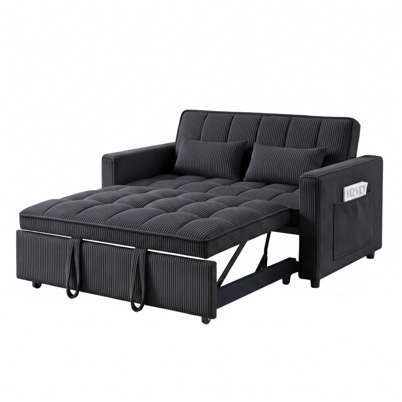 Gewnee 53 inch Convertible Sleeper Sofa Bed,Pull Out Loveseat Couch with Storage Pocket for Living Room,Apartment,Black