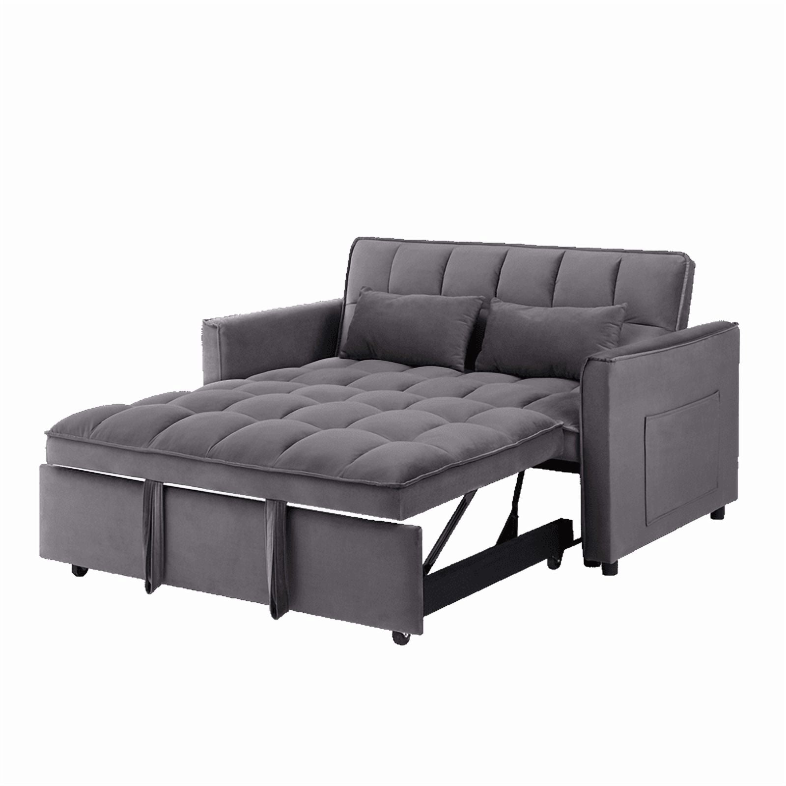Gewnee 53 inch Convertible Sleeper Sofa Bed,Pull Out Loveseat Couch with Storage Pocket for Living Room,Apartment,Gray