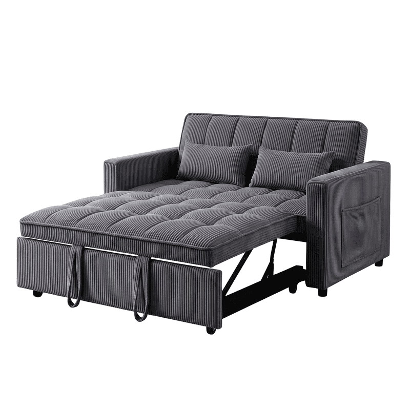 Gewnee 53 inch Convertible Sleeper Sofa Bed,Pull Out Loveseat Couch with Storage Pocket for Living Room,Apartment,Gray