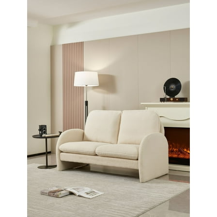 Gewnee 59" Loveseat Sofa Small Couch for Living Room, Sherpa Fabric Upholstered Loveseat Sofa Couch, Small Loveseat Sofa for Apartment, Bedroom