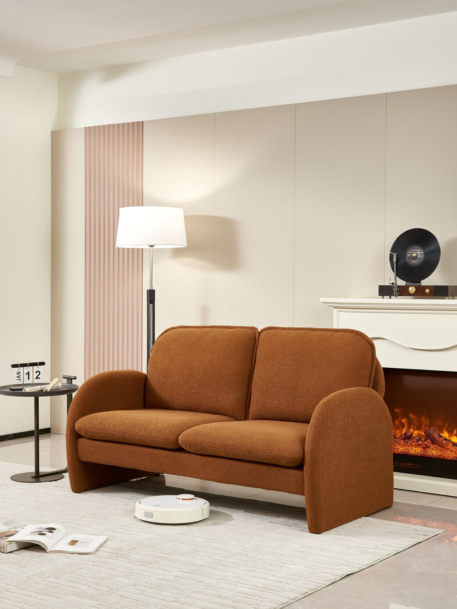 Gewnee 59" Loveseat Sofa Small Couch for Living Room, Sherpa Fabric ...