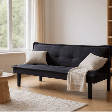 Gewnee 63.2" Convertible Futon Sofa Bed with 3 Reclining Positions, Faux Suede Upholstery, Modern Sleeper Couch for Living Room, Office, or Guest Room