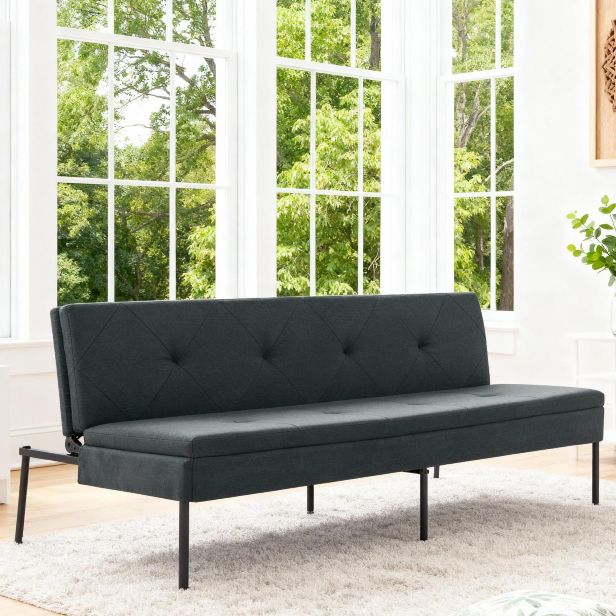 Gewnee 63.39"Futon Couches,Folding Loveseat Recliner with 5 Positions,Iron Frame,Fits Small Spaces,Apartments,Dorms – Easy Assembly