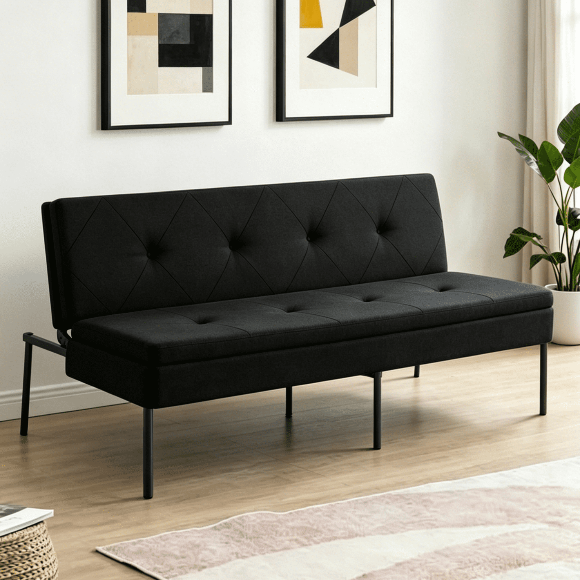 Gewnee 63.39"Futon Couches,Folding Loveseat Recliner with 5 Positions,Iron Frame,Fits Small Spaces,Apartments,Dorms – Easy Assembly