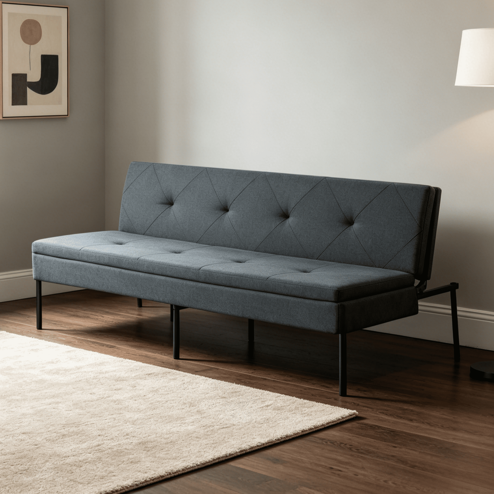 Gewnee 63.39" Futon Sofa Bed,Foldable Sleeper Futon with 5-Position Adjustable,Iron Frame for Living Room,Apartment,Dormitory.Dark Grey