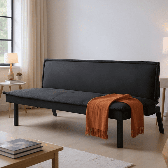 Gewnee 64.6" Convertible Sleeper Sofa Bed, Velvet Futon Couch , Modern Sofa Bed for Living Room, Guest Room, Small Space(Dark Gray)