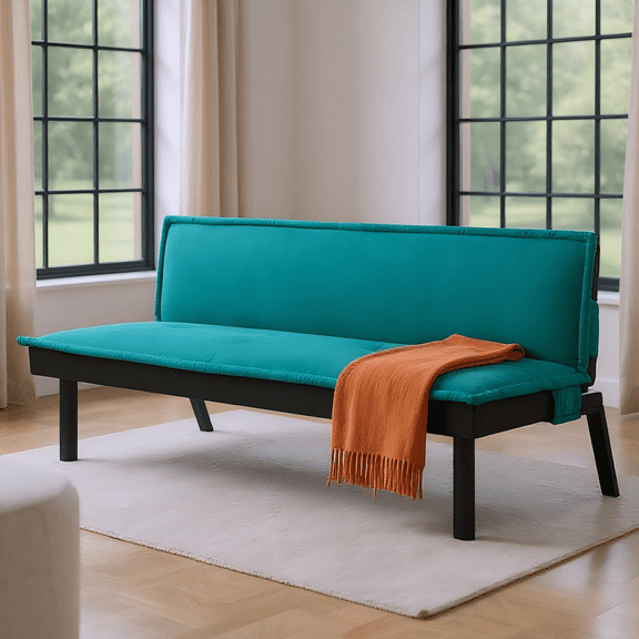 Gewnee 64.6" Convertible Sleeper Sofa Bed, Velvet Futon Couch with Push-Back Mechanism, Modern Sofa Bed for Living Room, Guest Room, Small Space(Green)