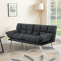 Gewnee 67.3 Inch Futon Sofa Bed, Corduroy Fabric Sleeper Sofa, Modern Loveseat for Apartments and Offices, Adjustable Backrest and Armrests.Dark Grey