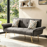 Gewnee 67.72”Teddy Velvet Futon Sofa Bed,Modern Convertible Futon Couch with Adjustable Backrest and Armrest,Folding Sleeper Sofa with 2 Pillows for Living Room & Office.
