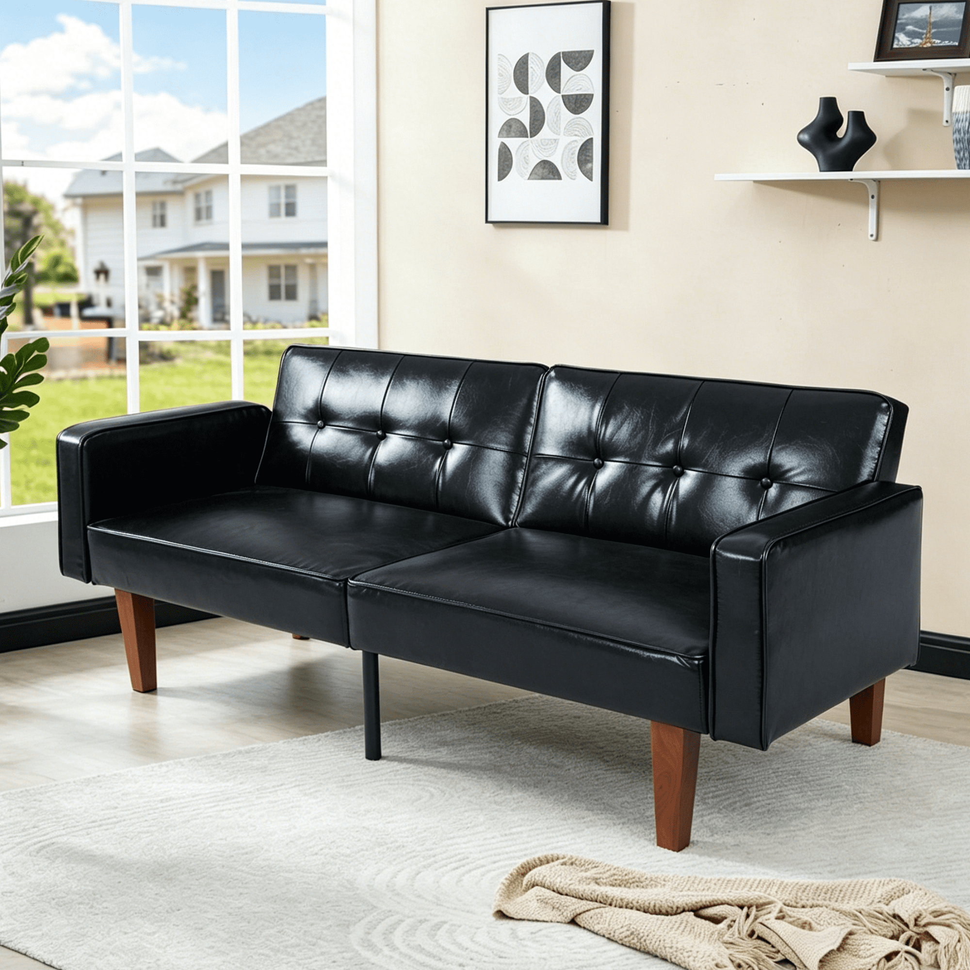 Gewnee 68.11"Convertible Futon Sofa Bed,Multifunctional Folding Futon Couch with 3 Adjustable Positions,Split-Back Design for Home,Office,Guest Room.