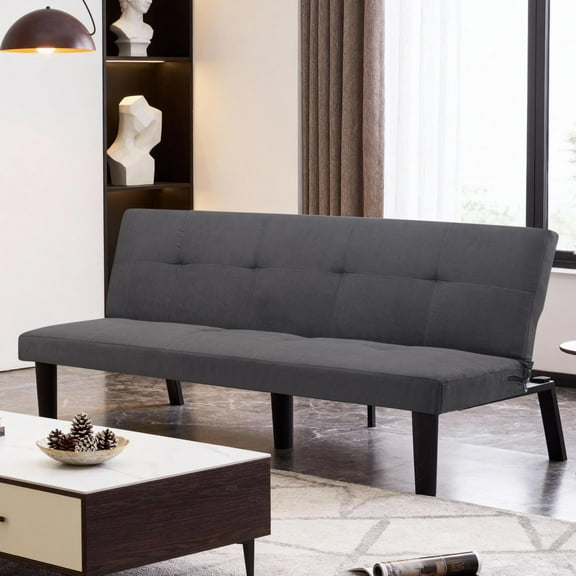 Gewnee 68.9" Modern Futon Sofa Bed,Convertible Sleeper Couch with Adjustable Backrest for Living Room,Office,Apartment.(Gray)