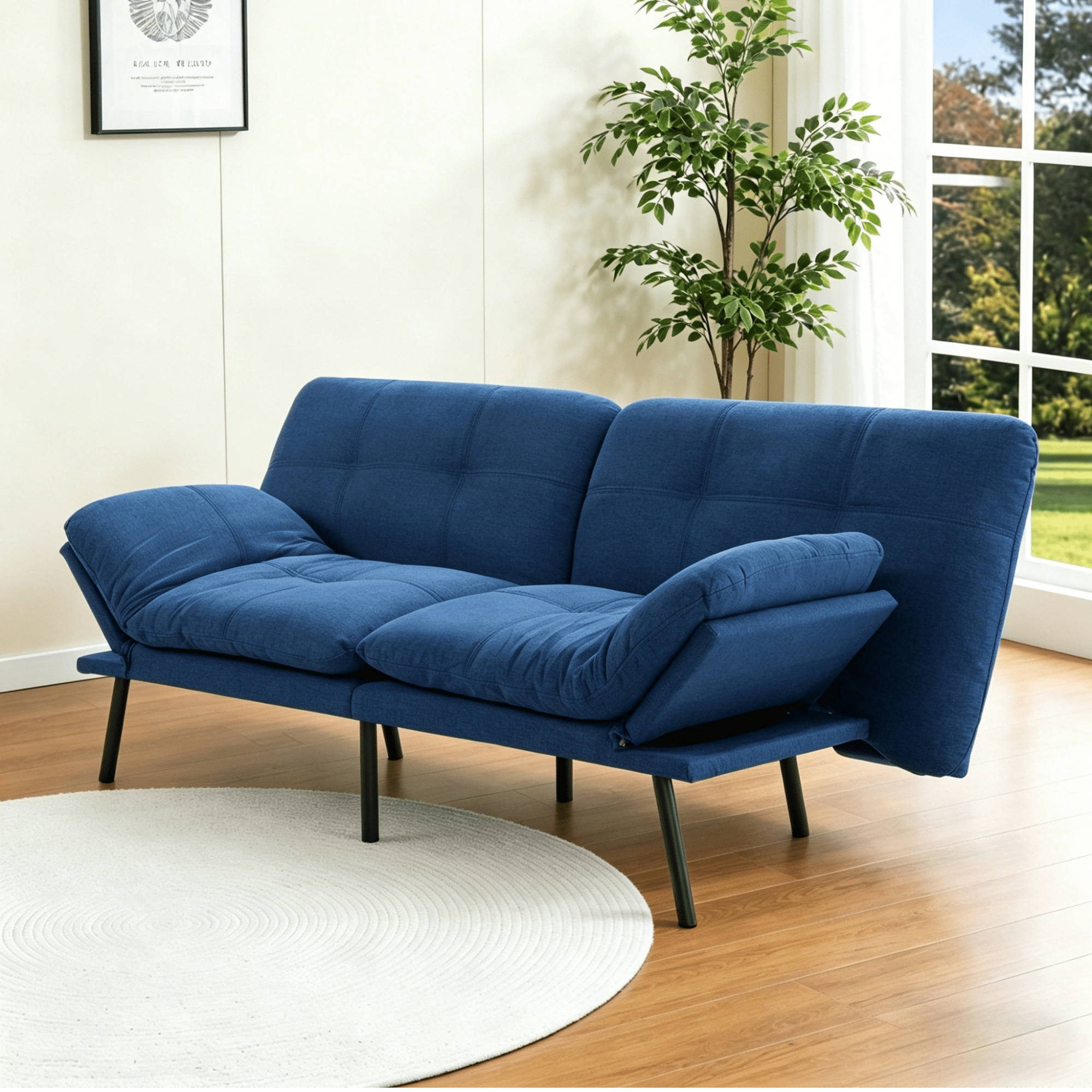 Gewnee 70.87"Convertible Sofa Bed,Modern Futon Sofa with Adjustable Backrest,Suitable for Living Room,Guest Room,Small Spaces.Blue