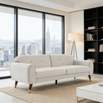 Gewnee 76" Velvet Modern Sofa with Curved Arch Back,Button Tufting and Tapered Wood Legs.Suitable for Living Rooms,Apartments.(Beige)